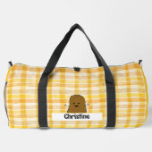 Yellow Gingham Brown Potato Custom Duffle Bag (Rückseite)