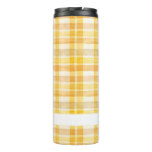 Yellow Gingham Brown Potato Custom Therbler Tumble Thermosbecher (Rückseite)