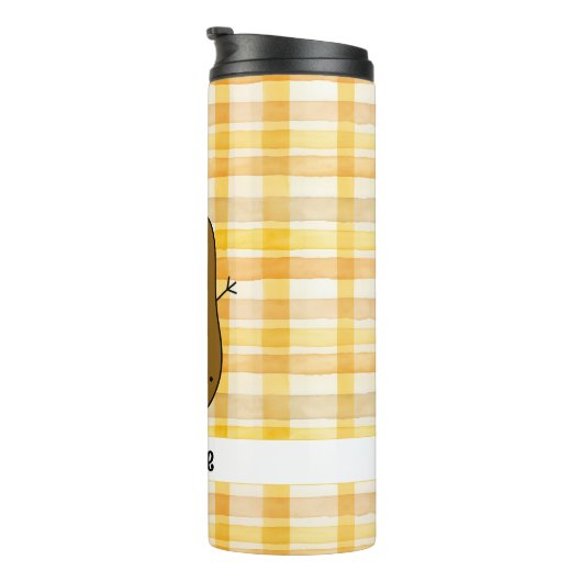 Yellow Gingham Brown Potato Custom Therbler Tumble Thermosbecher (Nach rechts gedreht)