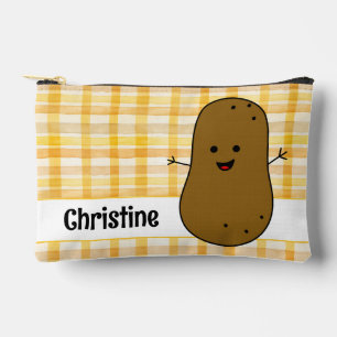 Yellow Gingham Brown Potato Custom Zubehörtasche