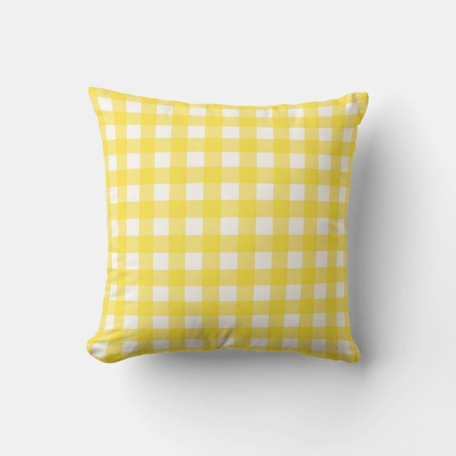 Yellow Gingham Checkered Pattern Kissen (Vorderseite)