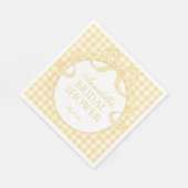 Yellow Gingham Coquette Bow Bridal Shower Dessert Serviette (Ecke)