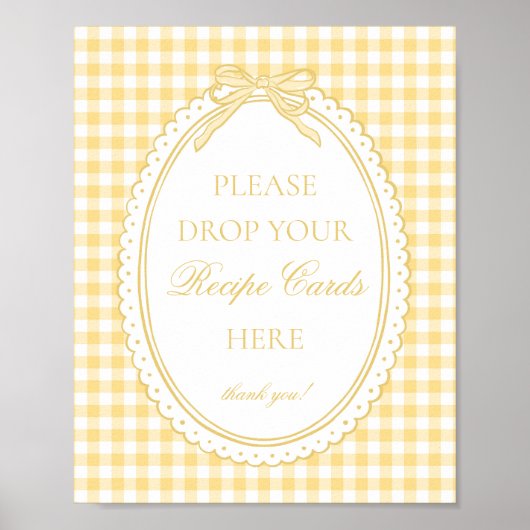 Yellow Gingham Coquette Bow Share a Recipe Poster (Vorne)