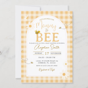 Yellow Gingham Daisy Bee Mommy wird Babydusche Einladung