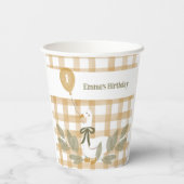 Yellow Gingham Farm Albern Gänseballon Pappbecher (Rückseite)