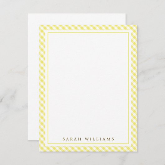 Yellow Gingham Flat Vielen Dank Einladung (Vorne/Hinten)