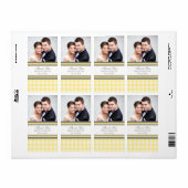 Yellow Gingham Foto Wedding Labels (Vorne)