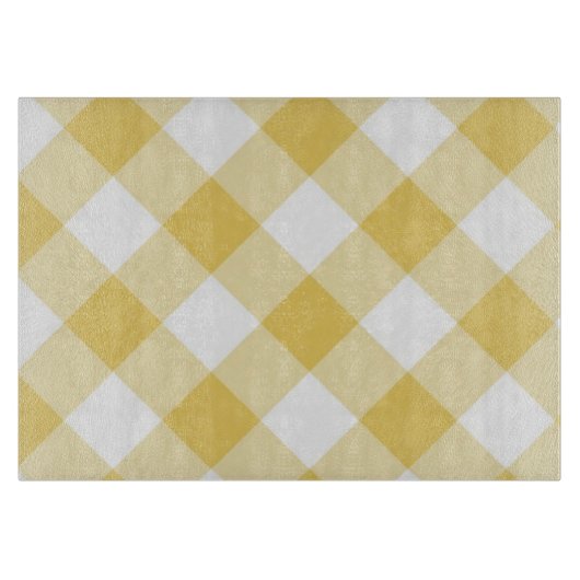 Yellow Gingham Glass Cutting Board Schneidebrett (Vorderseite)