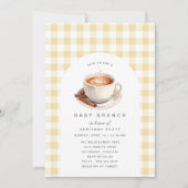 Yellow Gingham | Kaffee Baby Dusche Brunch Einladung (Vorderseite)