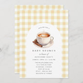 Yellow Gingham | Kaffee Baby Dusche Brunch Einladung (Vorne/Hinten)