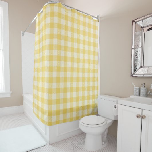 Yellow Gingham Kariert Duschvorhang (Beispiel)