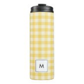 Yellow Gingham Kariert Monogram Thermal Tumbler Thermosbecher (Vorderseite)