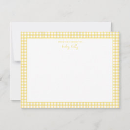 Yellow Gingham Karo Baby Flat Vielen Dank Dankeskarte