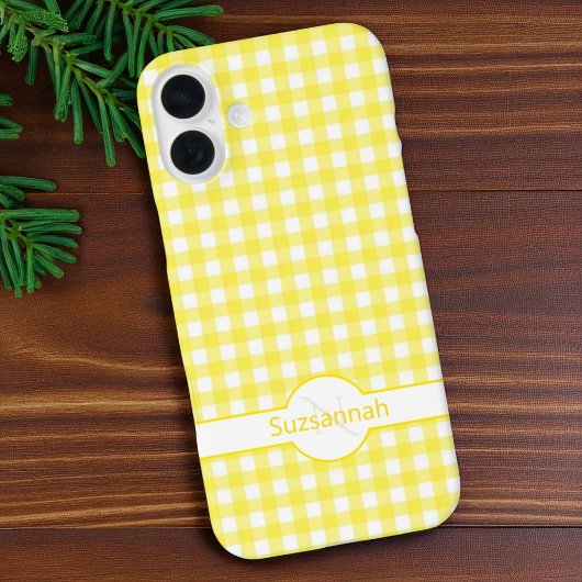 Yellow Gingham Karo Mit Monogramm Custom Case Mate
