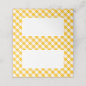 Yellow Gingham Karo Pattern Platzkarte (Außenseite Aufgefaltet)