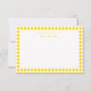 Yellow Gingham Karo Personal Stationery Dankeskarte