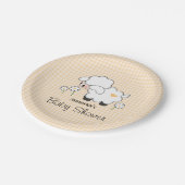 Yellow Gingham Lamb Baby Dusche Pappteller (Schrägansicht)