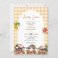 Yellow Gingham Locwn Grown Veggies Baby Shower