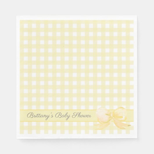 Yellow Gingham mit Bow Baby Showdusche Napkins Serviette (Vorderseite)