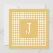 Yellow Gingham Monogram Birthday Party Einladung (Rückseite)