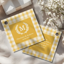 Yellow Gingham Monogram Wappen Custom Geschenkanhänger