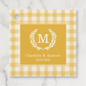 Yellow Gingham Monogram Wappen Custom Geschenkanhänger (Vorderseite)