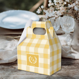 Yellow Gingham Monogram Wappen Geschenkschachtel