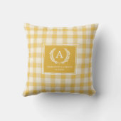 Yellow Gingham Monogram Wappen Kissen (Rückseite)