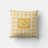 Yellow Gingham Monogram Wappen Kissen (Vorderseite)