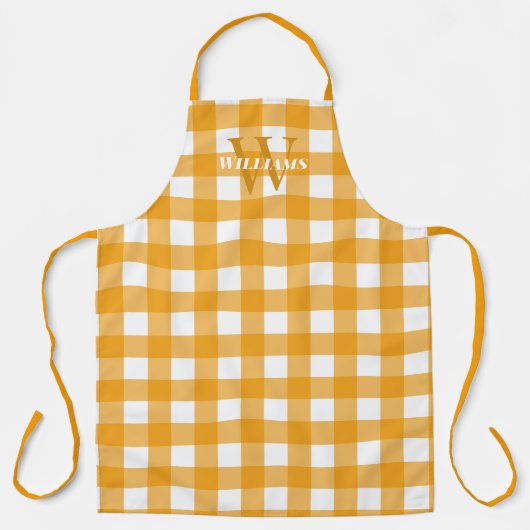 Yellow Gingham Name & Initial Schürze (Vorderseite)