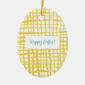 Yellow Gingham Oster Keramik Ornament (Vorne)