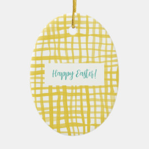 Yellow Gingham Oster Keramik Ornament