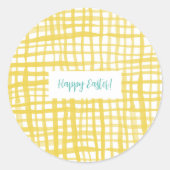 Yellow Gingham Osteraufkleber Runder Aufkleber (Vorderseite)