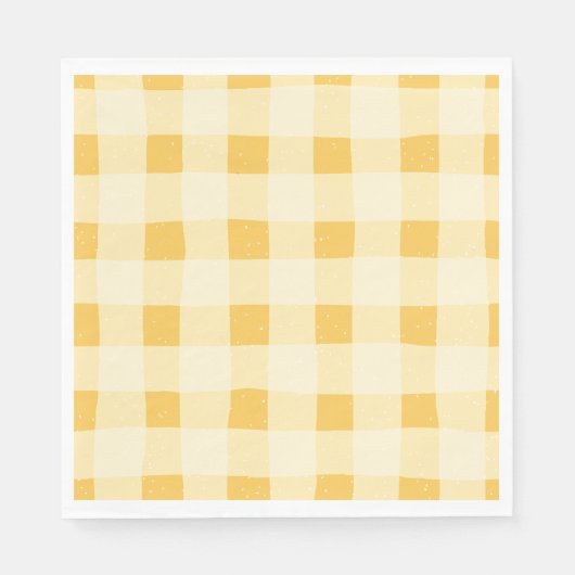 Yellow Gingham Paper Napkins Serviette (Vorderseite)