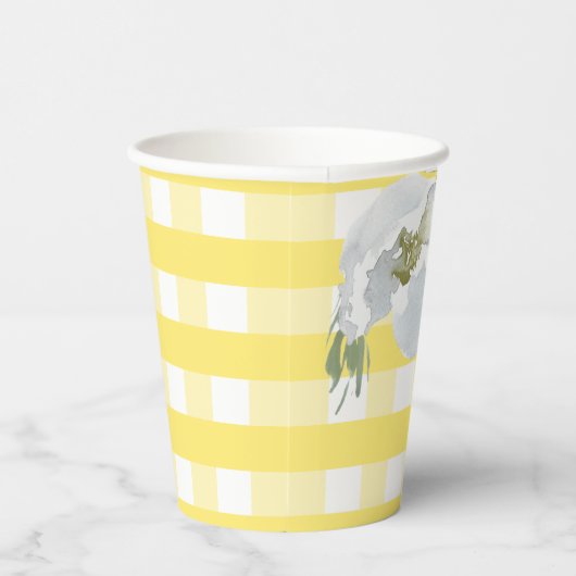 Yellow Gingham Party Tableware Wasserfarbe Blume Pappbecher (Rechts)