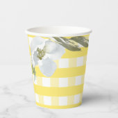 Yellow Gingham Party Tableware Wasserfarbe Blume Pappbecher (Vorderseite)