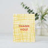 Yellow Gingham Pattern Danke, Card Feiertagskarte (Stehend Vorderseite)