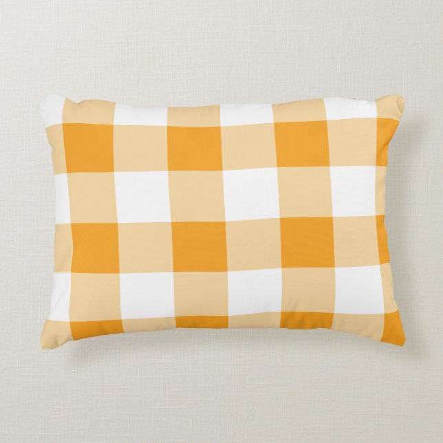 Yellow Gingham Pattern Dekokissen (Vorderseite)