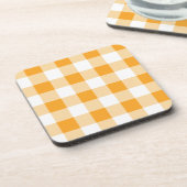 Yellow Gingham Pattern Getränkeuntersetzer (Linke Seite)