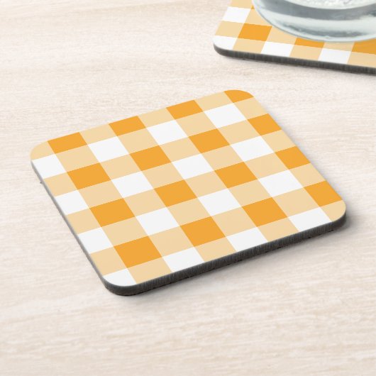 Yellow Gingham Pattern Getränkeuntersetzer (Linke Seite)