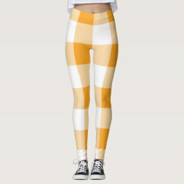 Yellow Gingham Pattern Leggings