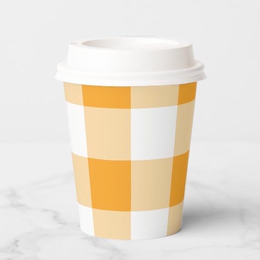 Yellow Gingham Pattern Pappbecher (Rückseite)
