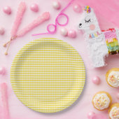 Yellow Gingham Pattern Pappteller (Party)