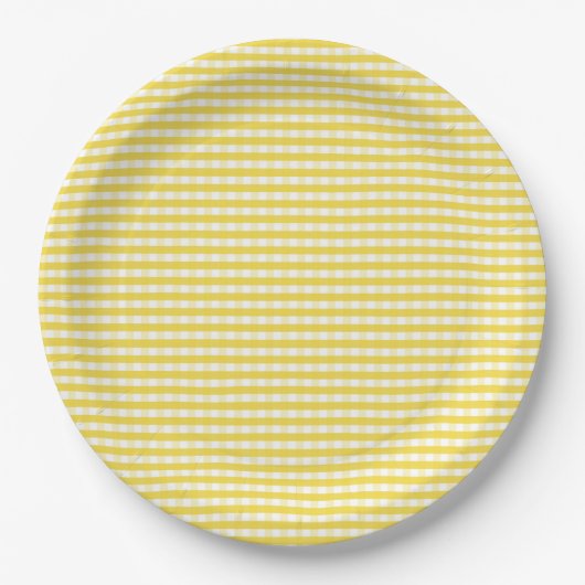 Yellow Gingham Pattern Pappteller (Vorderseite)