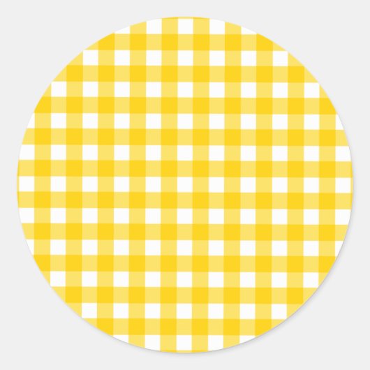 Yellow Gingham Pattern Runder Aufkleber (Vorderseite)