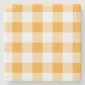 Yellow Gingham Pattern Steinuntersetzer (Vorderseite)
