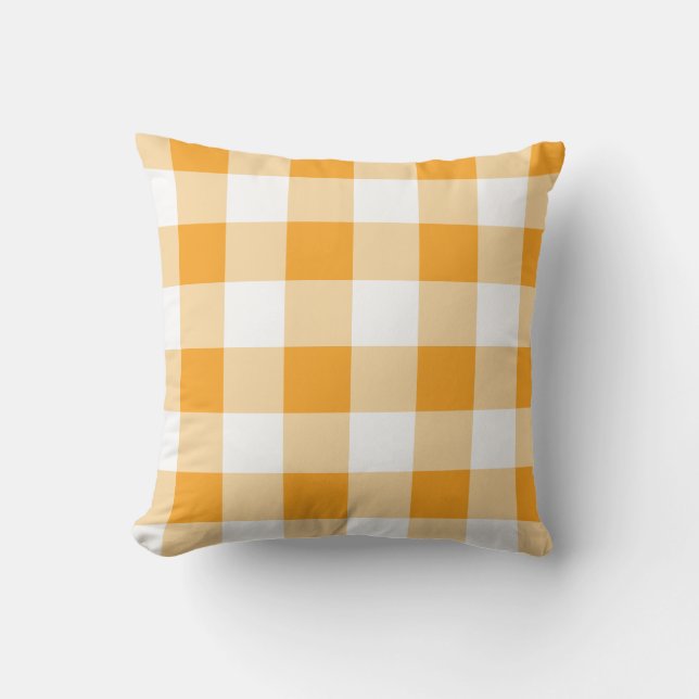 Yellow Gingham Pattern Throw Kissen (Vorderseite)