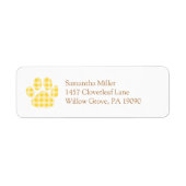 Yellow Gingham Paw Print Return Address Label (Vorne)