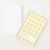 Yellow Gingham Plaid Transparent Frame Notebook Notizblock (Innen)