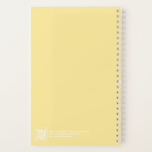 Yellow Gingham Plaid Transparent Frame Notebook Notizblock (Rückseite)